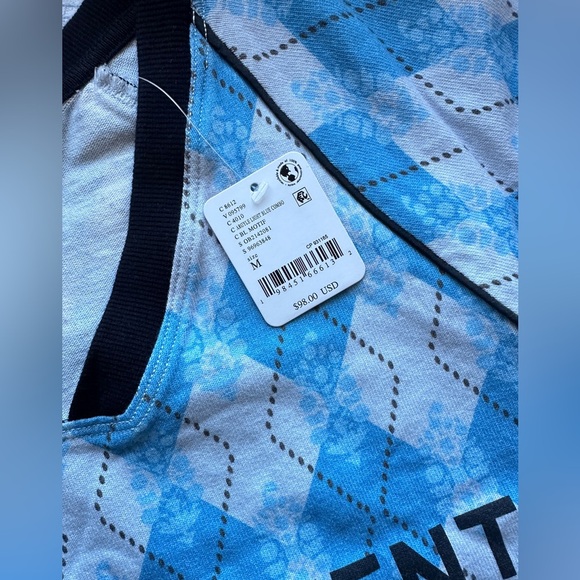 Free People Blue Argyle Short Sleeve Tee - Picture 6 of 6